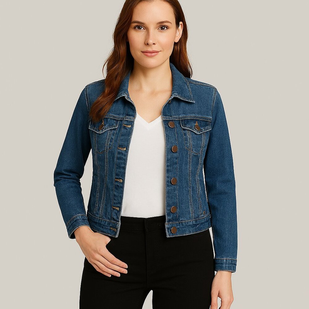 Jessica Simpson Cropped Blue Denim Jacket